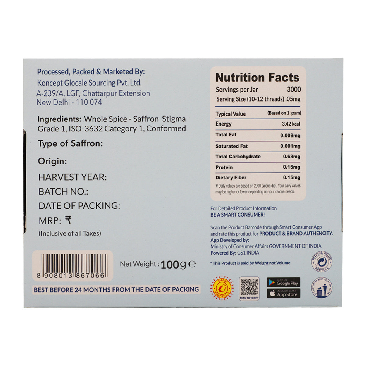 Saffron | Kesar - Natural Dried Stigma or Filaments | Grade A++
