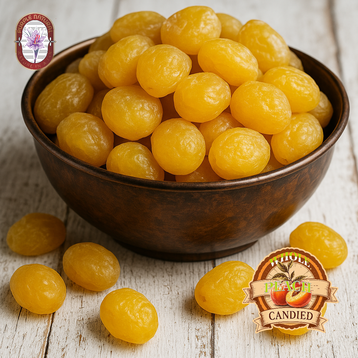 Dried Peach β Whole, Candied | Sweet Gourmet Snack, All-Natural, Perfect for Gifting & Baking Sweet