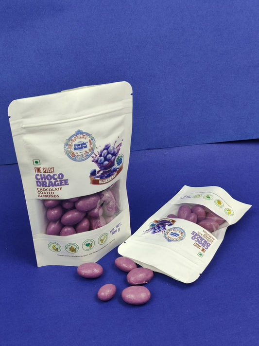 CHOCO DRAGEE - CHOCOLATE COATED ALMOND -BLUEBERRY FLAVOUR